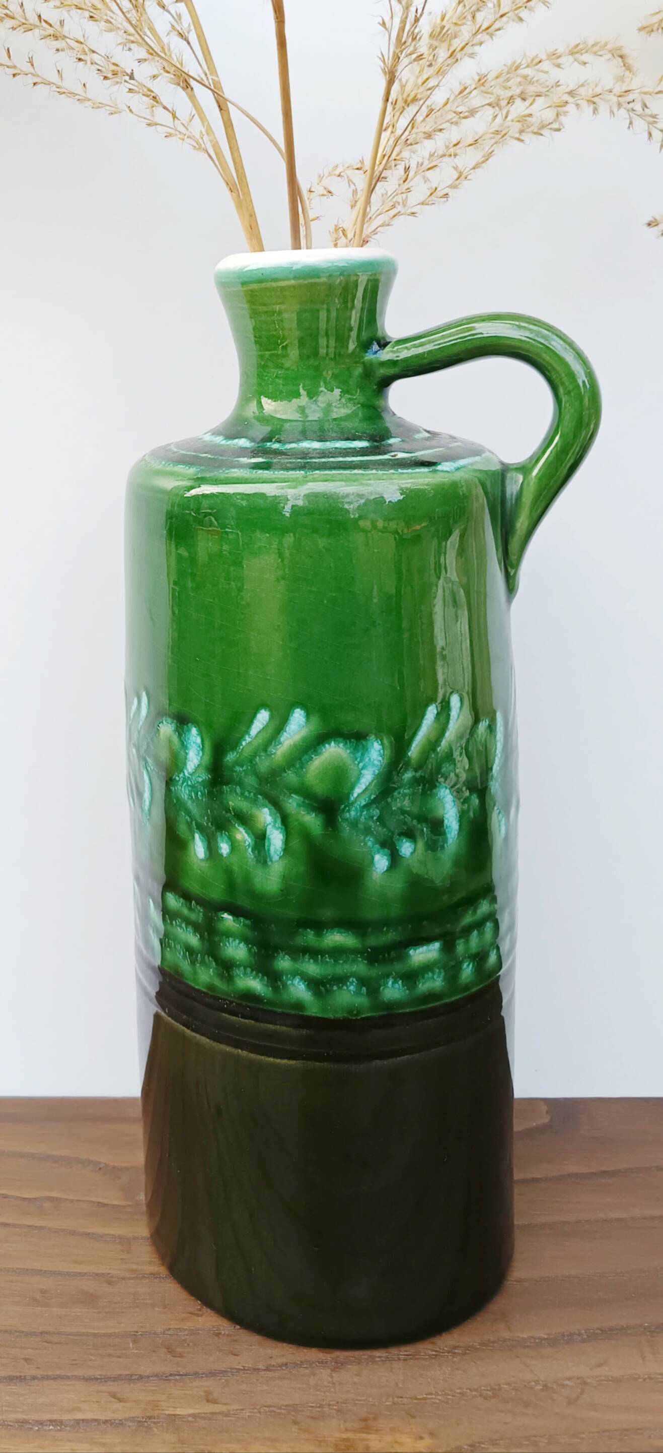 Bottle, vintage soliflore in enamelled terracotta