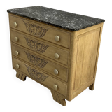 Art Deco chest of drawers in black marble and stripped solid oak