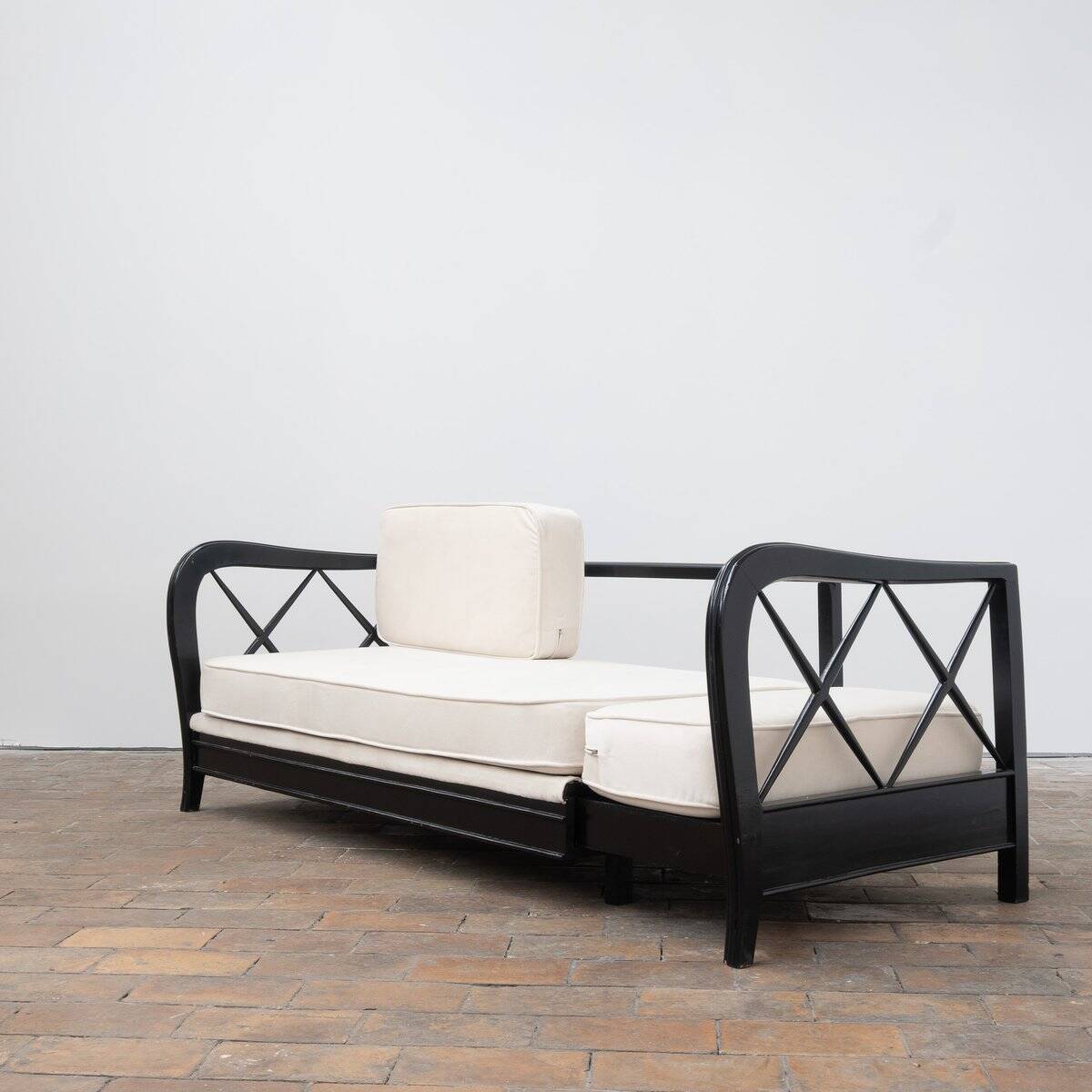 Modular Sofa in Velvet and Wood by Paolo Buffa, 1950s