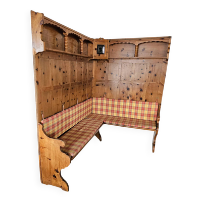 Panneaux d'angle et banc d'angle Tiroler des années 1950