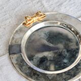Vintage patinated silver metal bottle coaster – Golden knot
