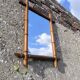 Bamboo-style turned wooden mirror, 1950s
