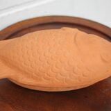 Plat en terre cuite forme poisson vintage, plat zoomorphe