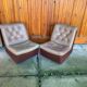 Pair of Mid-Century armchairs in brown leather and fabric, 1960s, Czech Republic.