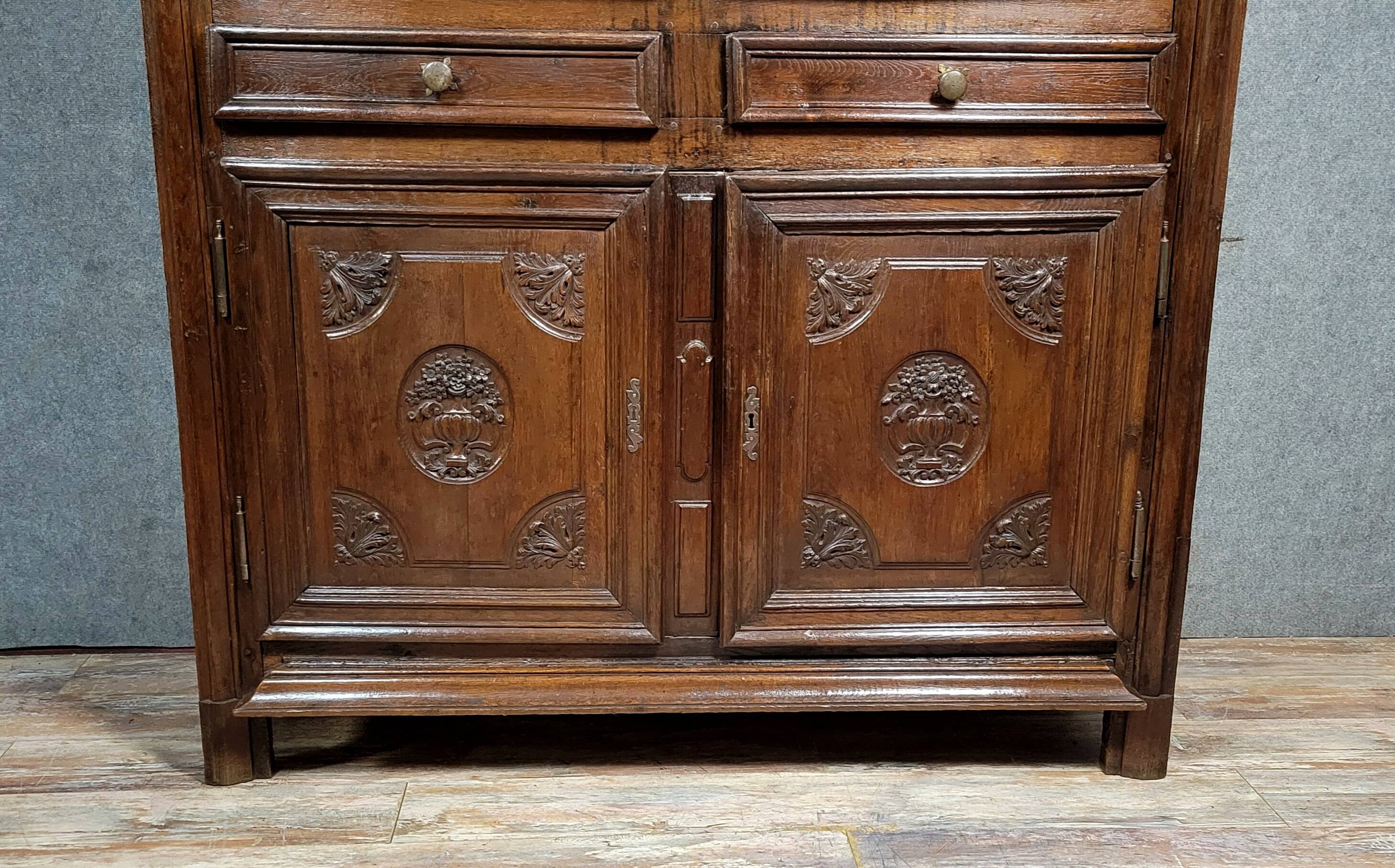 Louis XIII period four-door buffet in solid oak