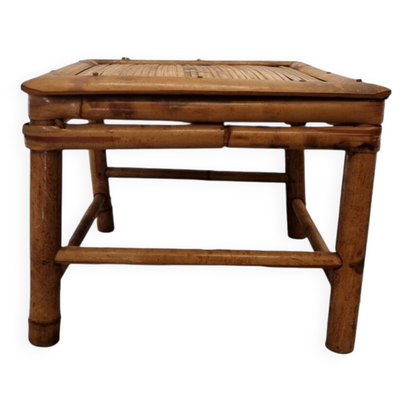 Table à plantes vintage en bambou couleur tortue, milieu du siècle