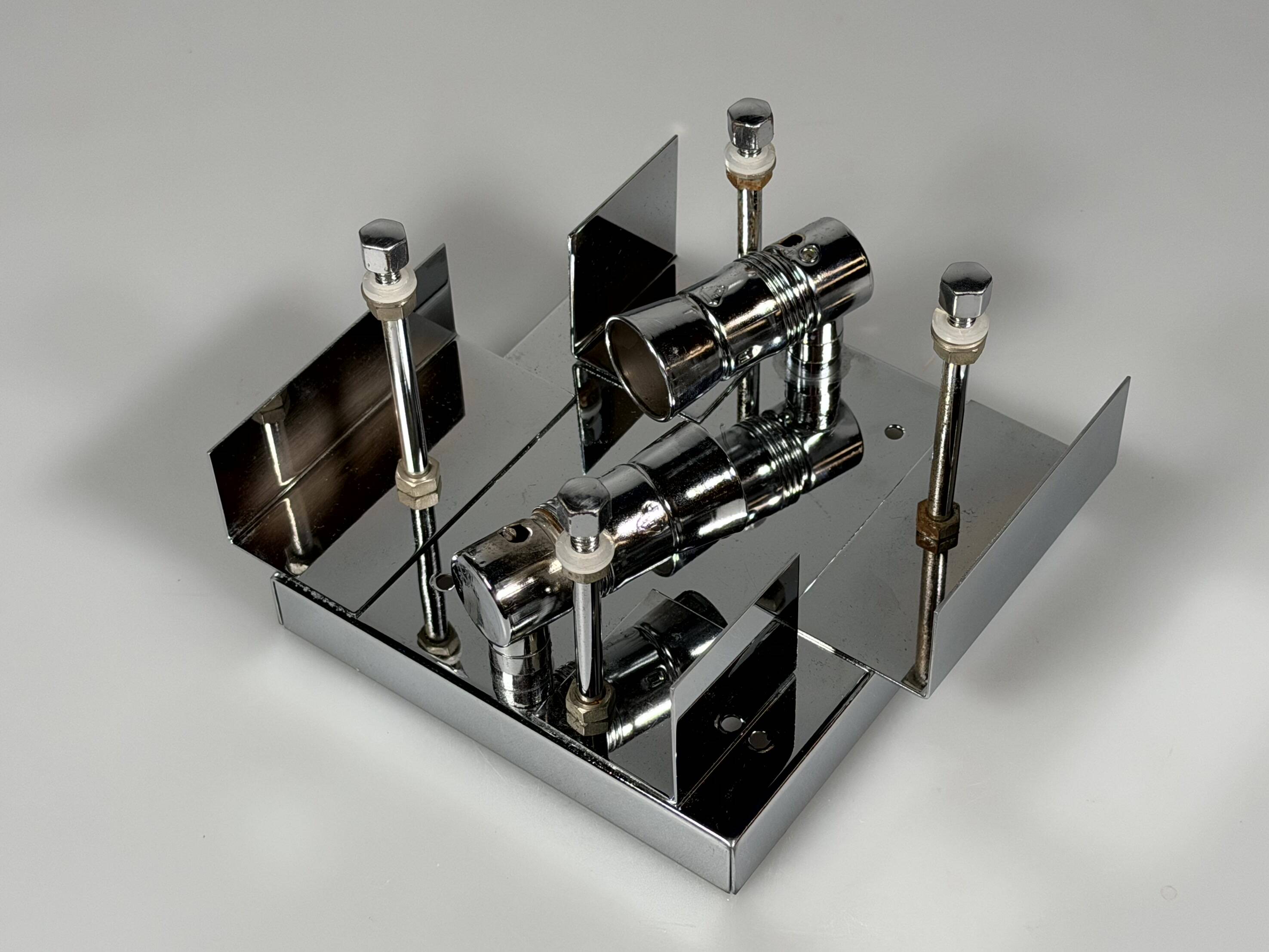 1960s 1970s Wall Sconce by Kinkeldey Lighting Germany in Glass & Chrome