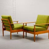 Pair of Beech Wood Ladder Lounge Chairs after Grete Jalk for France and Son