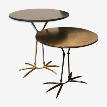 Set of two nesting tables with heron legs