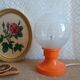 Retro orange table lamp and 70s glass globe