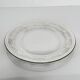 Vintage Glass Dessert Plate with Silver Ribbons/Bows and Garlands