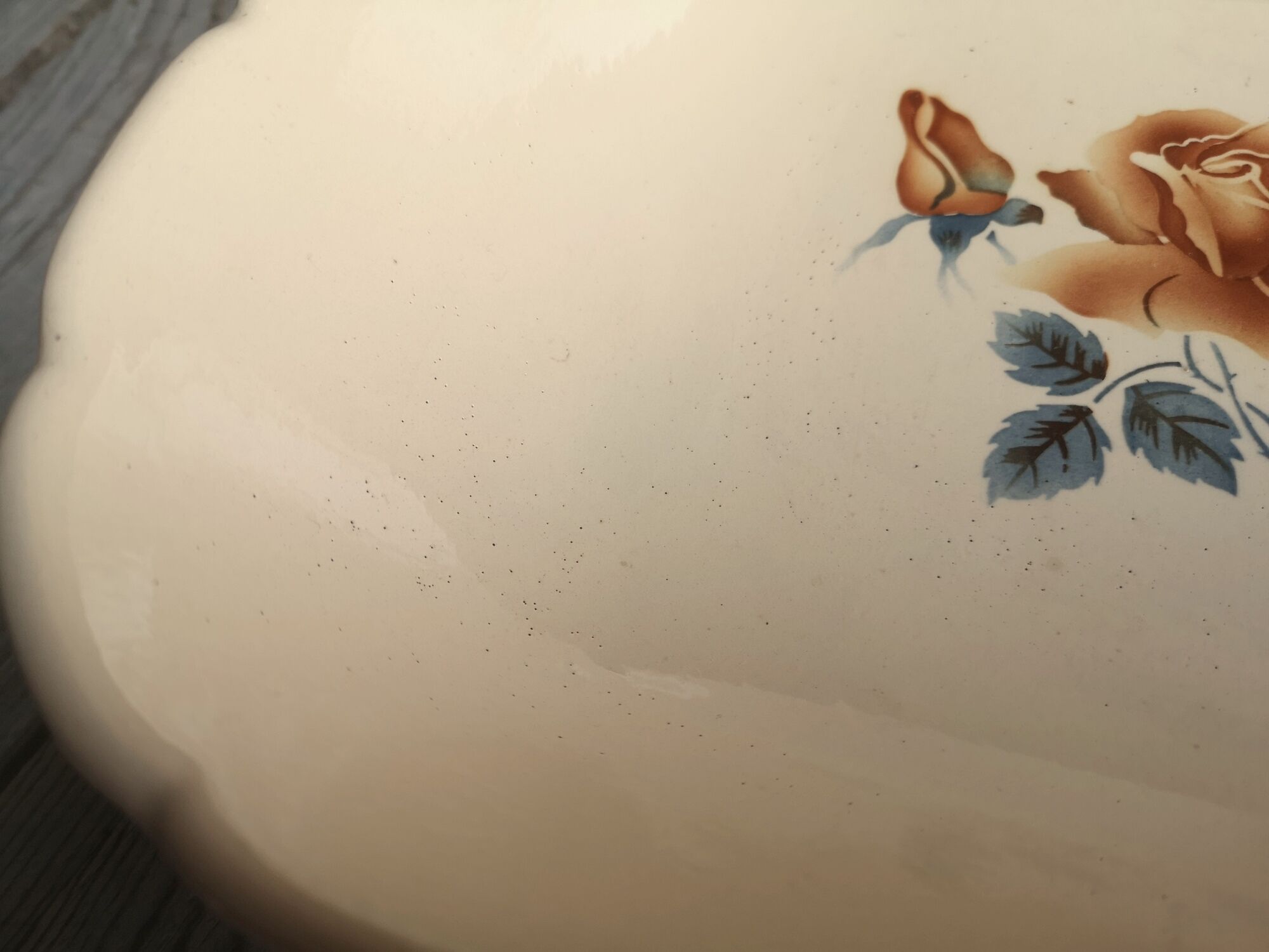 Ancient Saladier in Pink Ceramics by Digoin Sarreguemines Floral Decoration