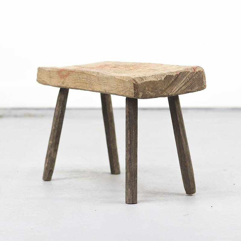 Rustic Farmhouse Wabi Sabi Primitive Oak Stool or Side Table