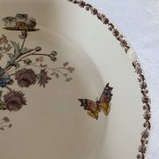 Set of 3 flat plates in polychrome ironstone E. Bourgeois
