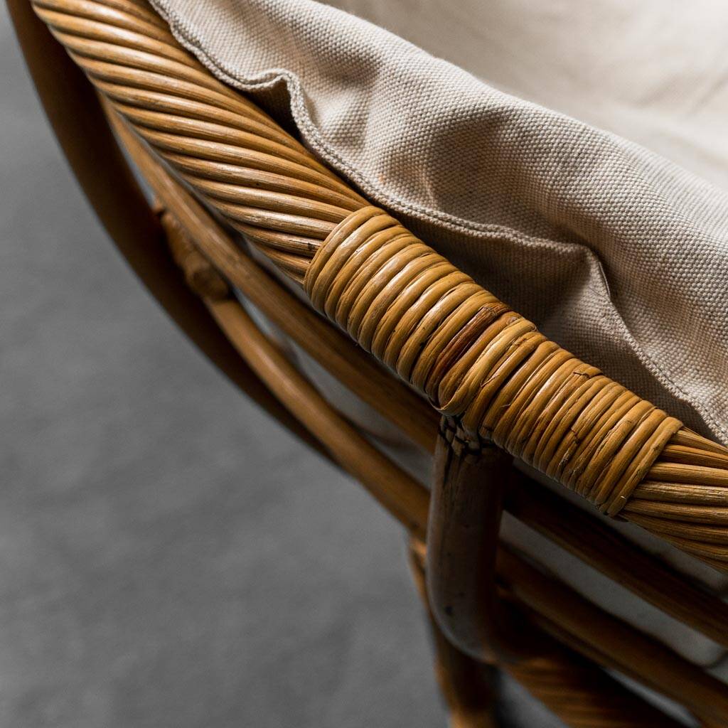 Poltrona vintage modello papasan in bambù anni ’70 modernariato