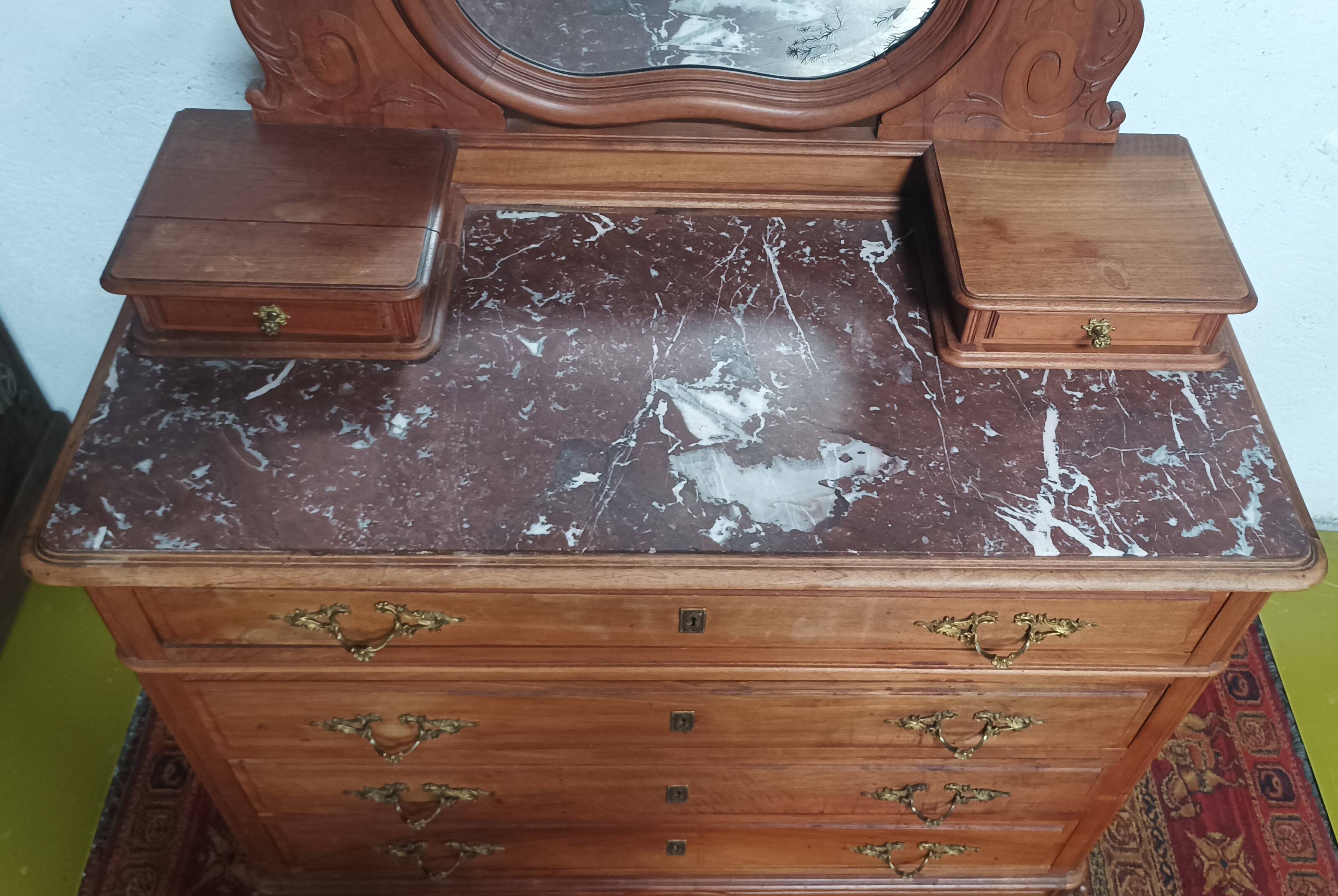 Louis XV walnut dressing table chest of drawers