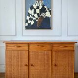 Wood and rattan sideboard