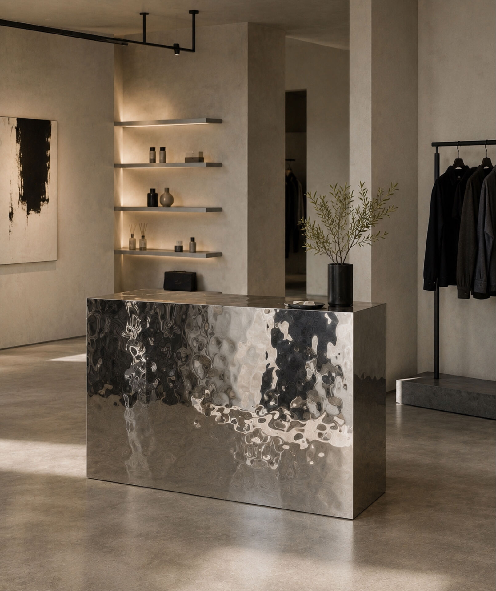 Mirror Polished Stainless Steel Reception Counter