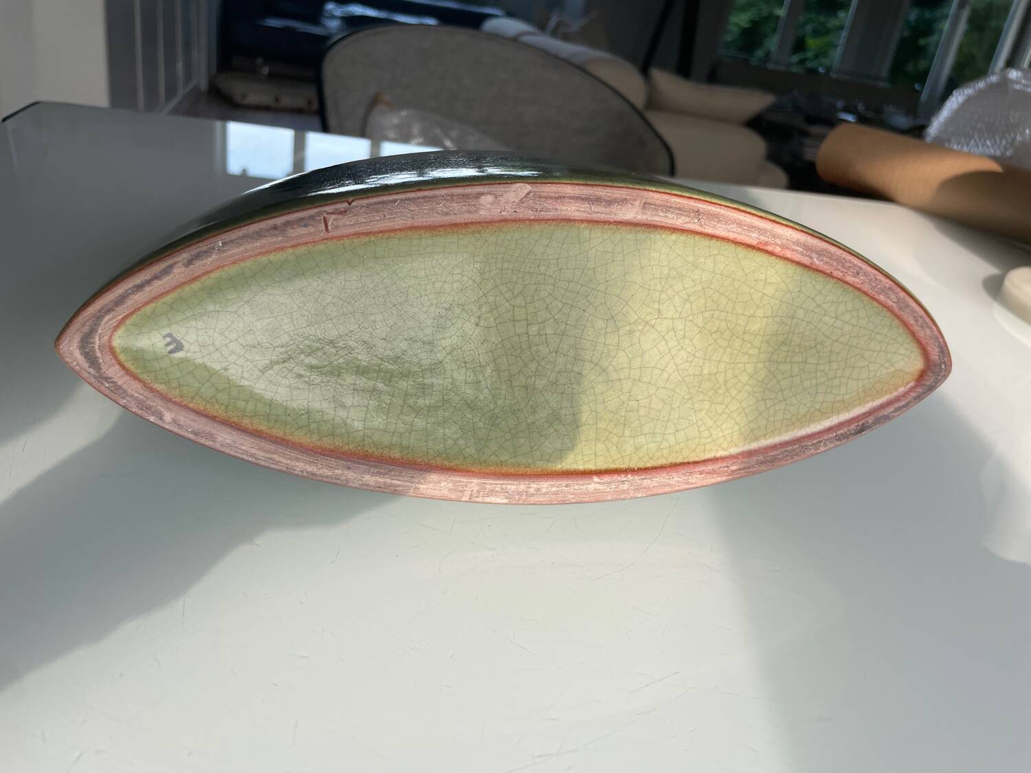 Green ceramic vase