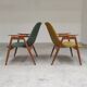 Pair of yellow and green resin and wood armchairs by Miroslav Navratil