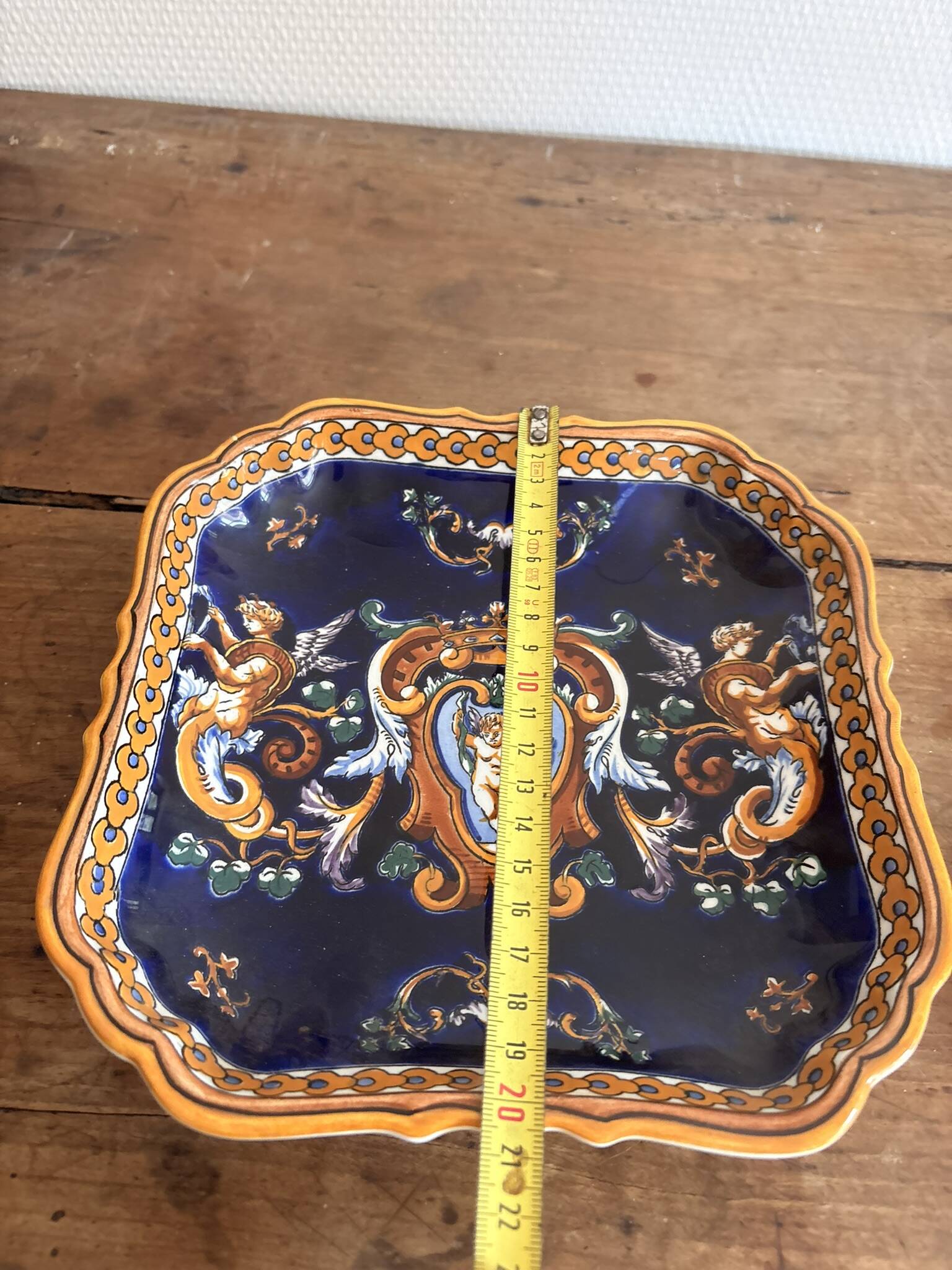 Plate Bowl Basket Earthenware Gien Renaissance Model Angel Cherub