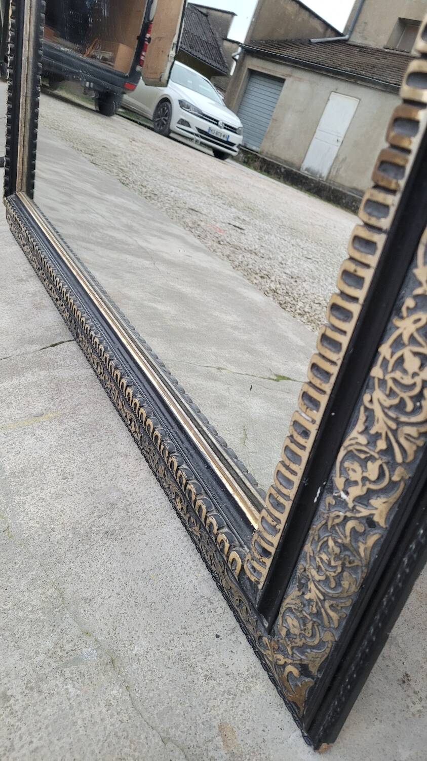 Louis Philippe Napoleon III mirror in decorated gilded wood - 1m70