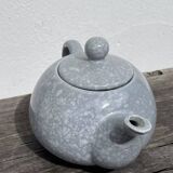 Théière 1980 grise et blanche moucheté