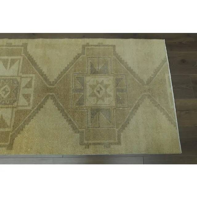 1970s Vintage Turkish Handmade Wool & Cotton Orange Runner Rug 86x230