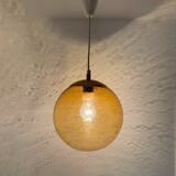 Bubbled amber glass chandelier from the 70s