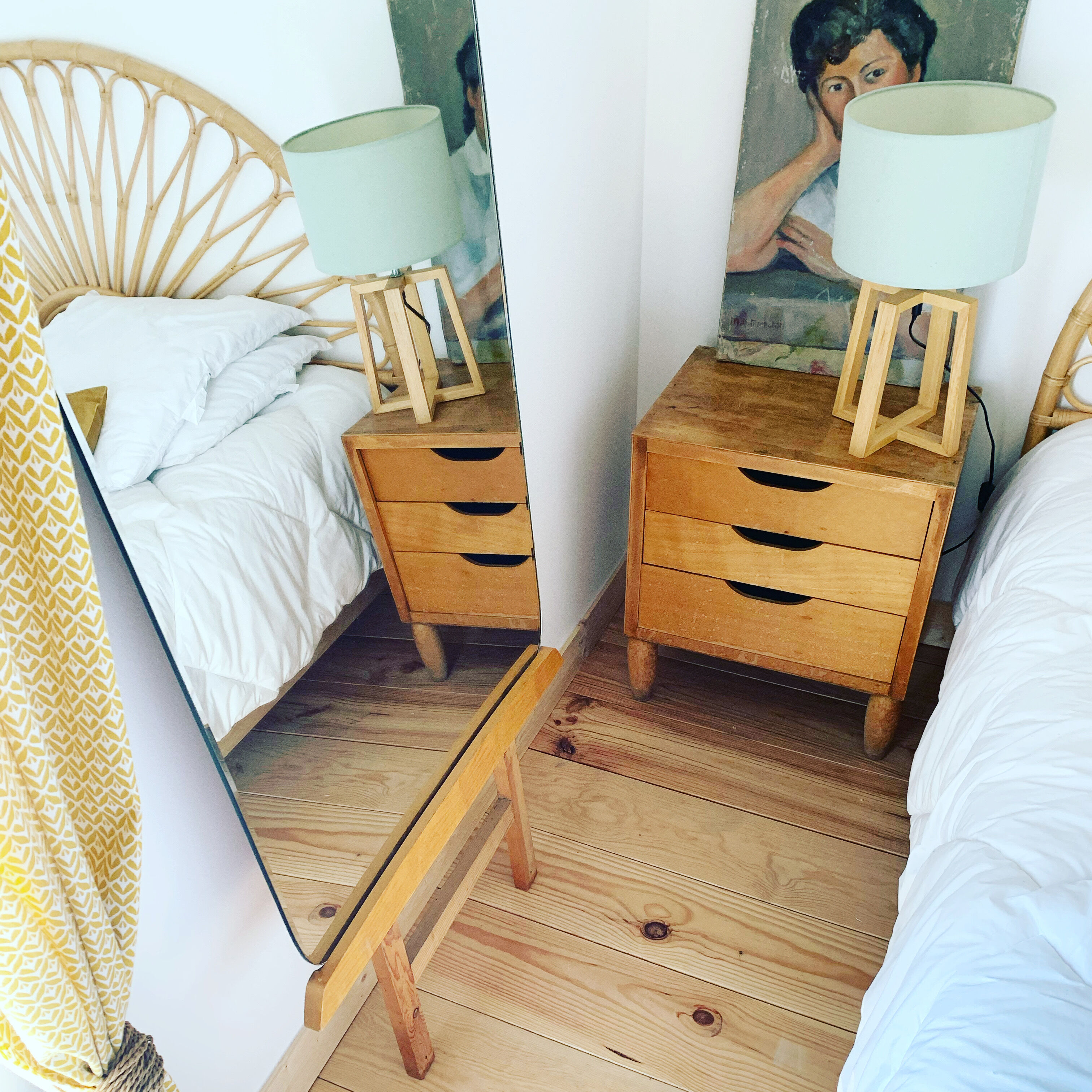 Vintage mirror on stand 50s - 137x70cm