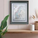 Sweden and Norway, old map, printed in 1852.