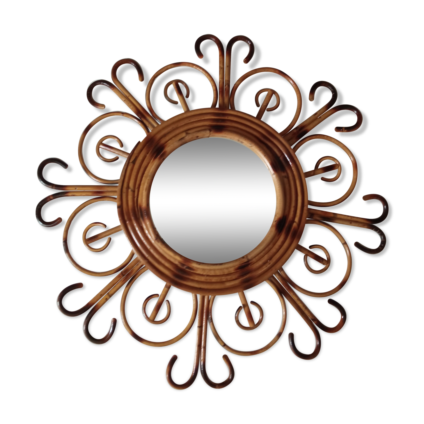 Vintage bamboo mirror 55cm