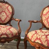Pair of napoleon III armchairs, 19th century