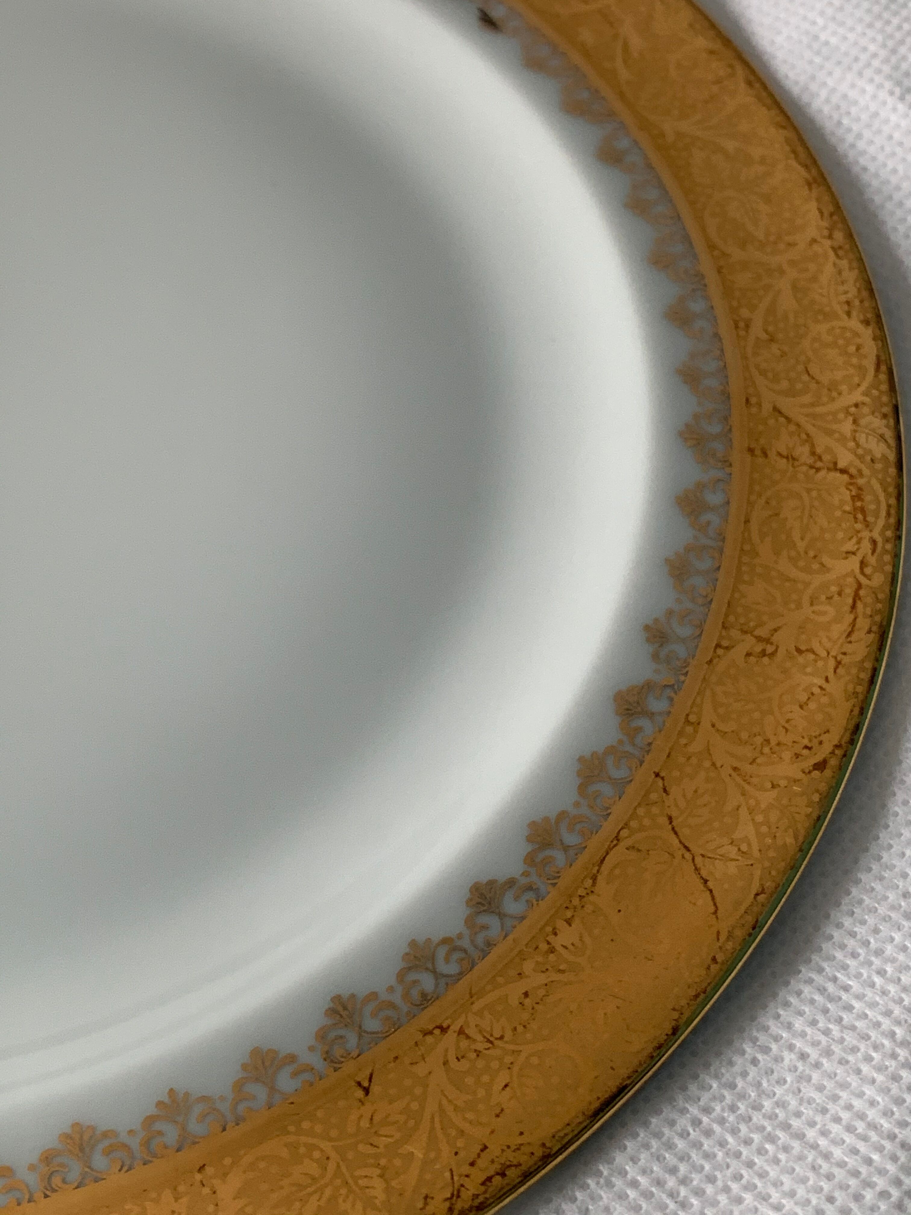 Cake service 6 dessert plates and 2 dishes Georges Boyer porcelain Limoges 1950