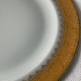 Cake service 6 dessert plates and 2 dishes Georges Boyer porcelain Limoges 1950