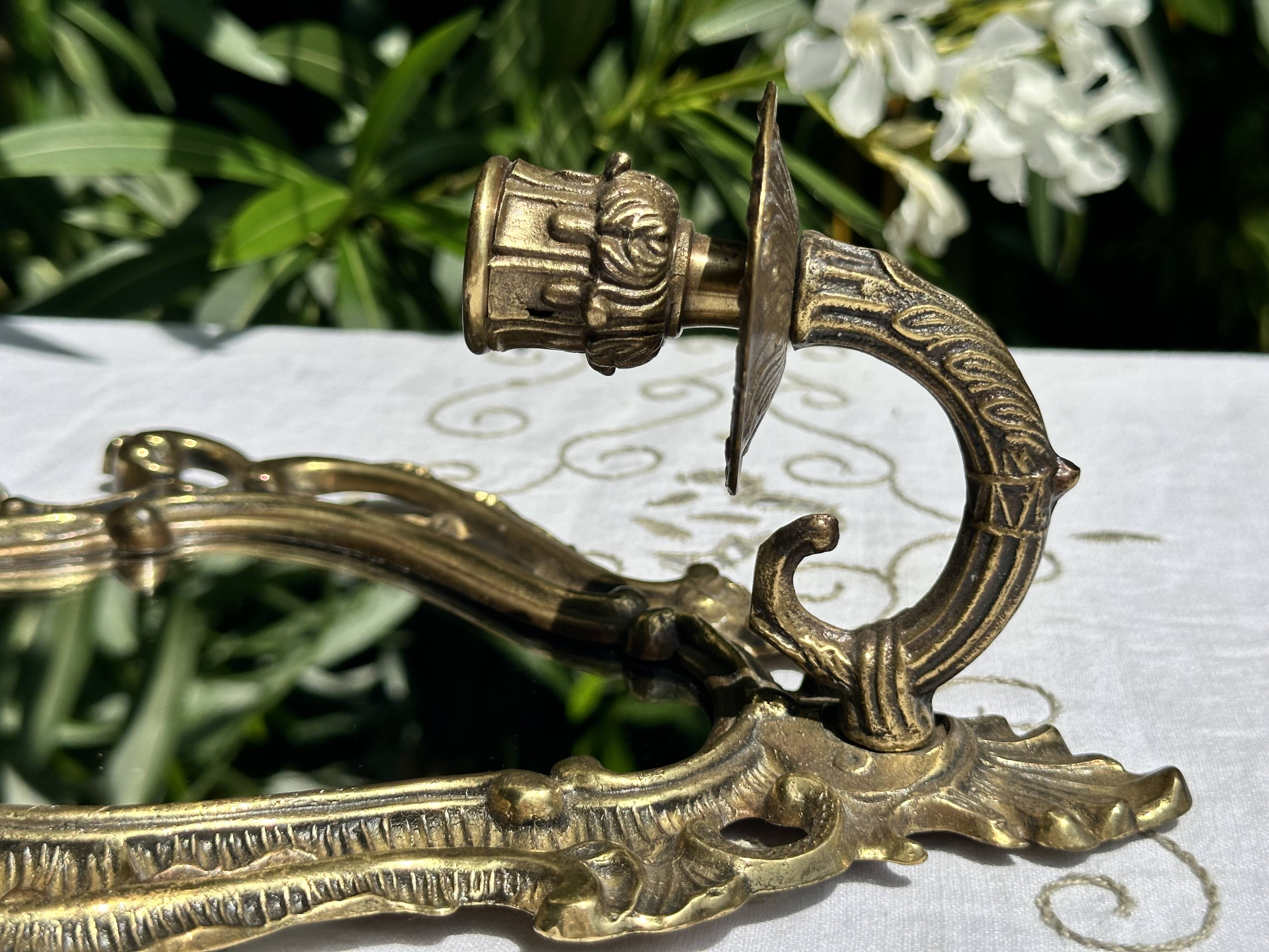 Magnificent Vintage Brass Mirror Candlestick - Baroque - Home Decor