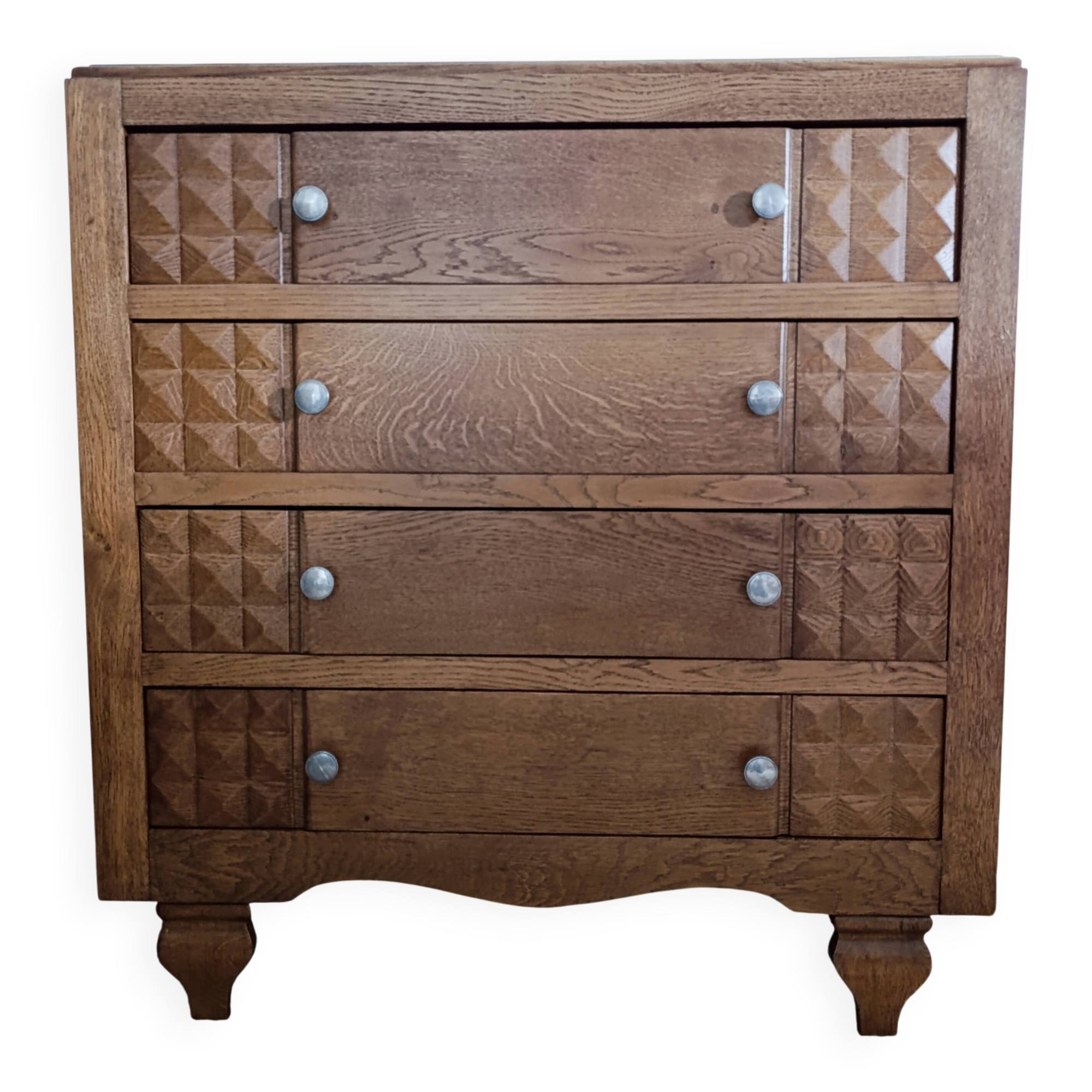 Restored solid oak chest of drawers – Art Deco style