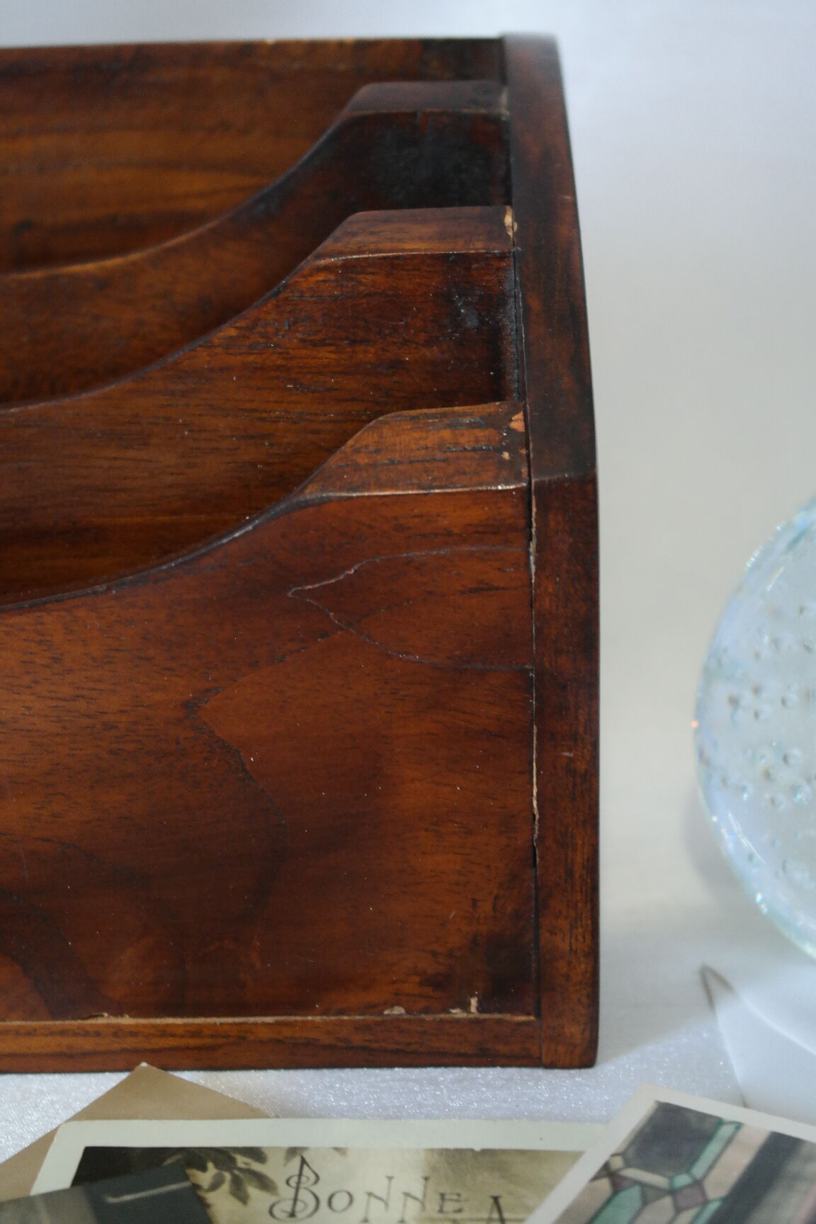 Vintage mail holder in cherry wood