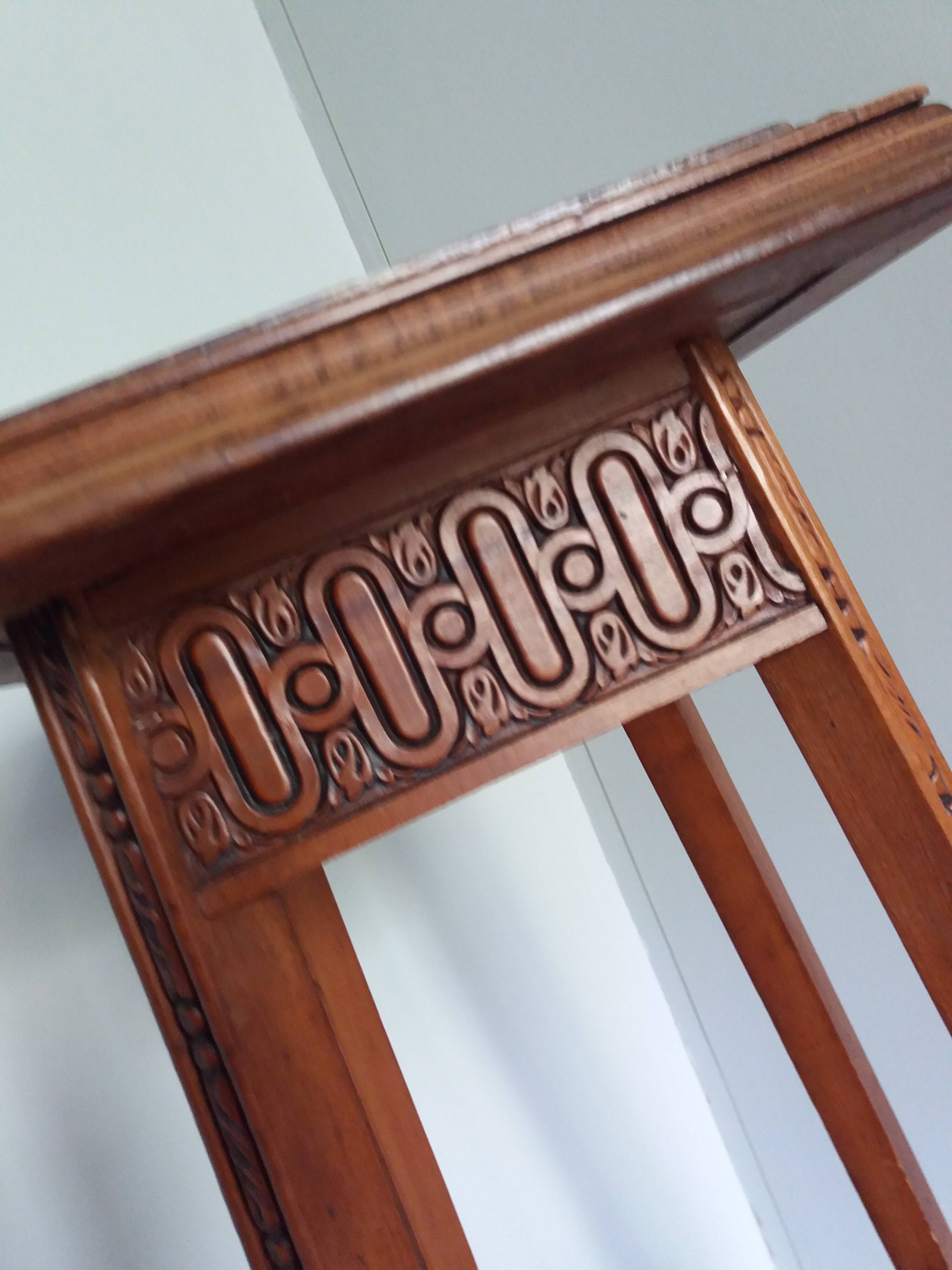 Wooden and marble stool