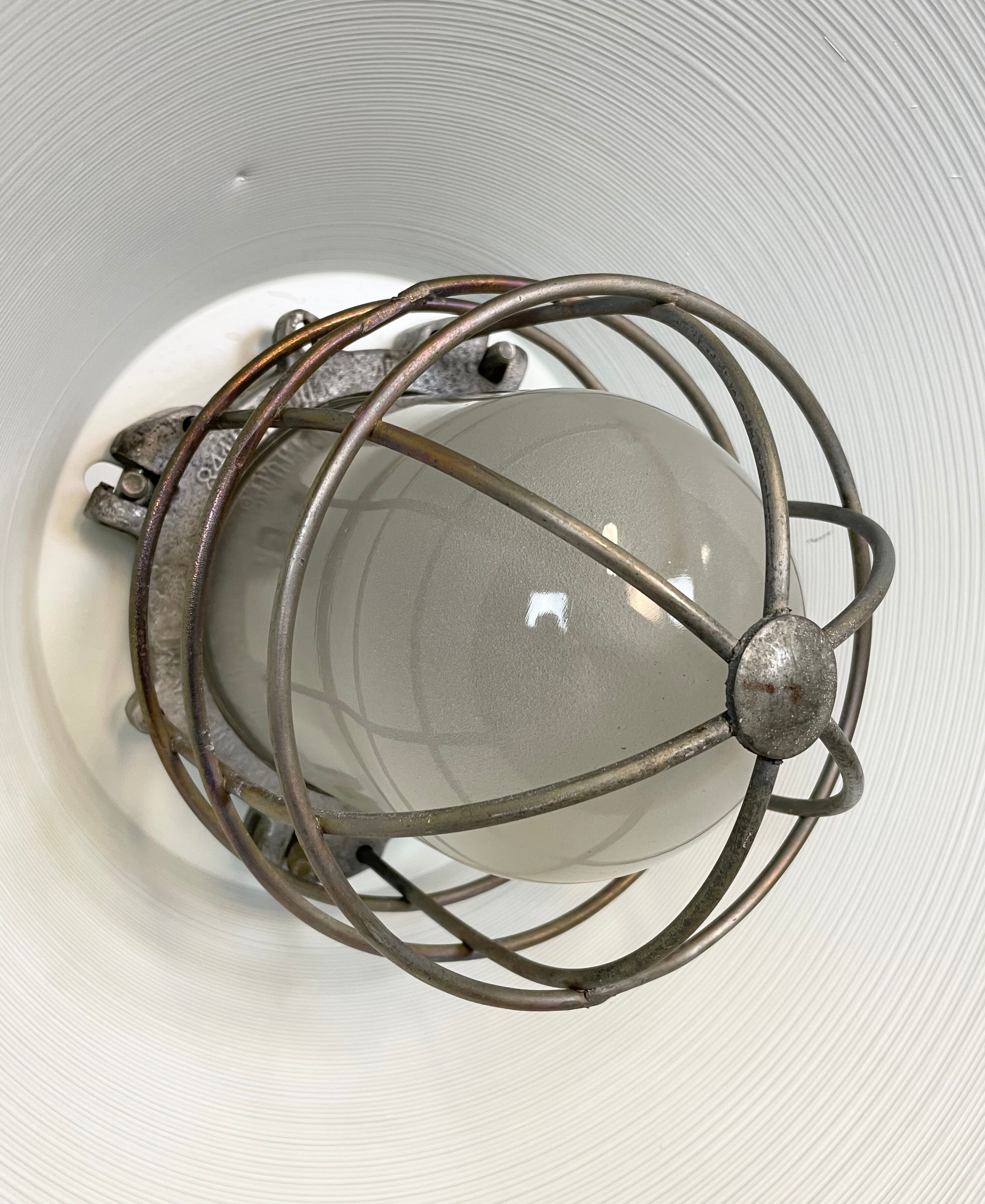 Industrial explosion proof lamp with aluminium shade from polam, 1970s