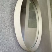 Scandinavian white round mirror from the 60s