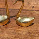 Pair of golden brass swans