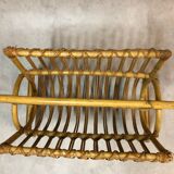 Mid-century magazine holder in rattan France 1960s