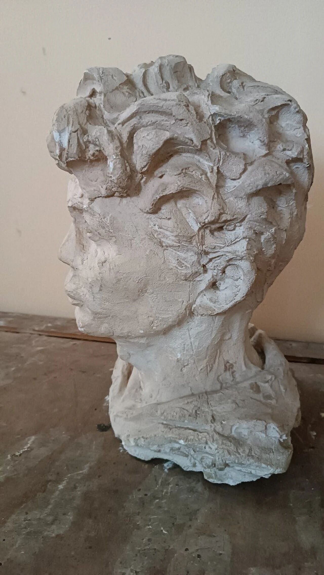 A. Novelli, male bust, plaster sculpture