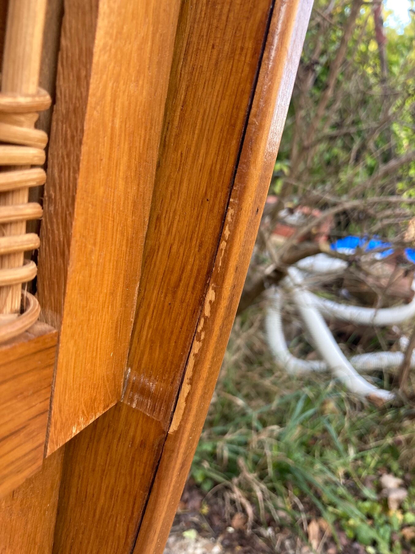 Rattan chest of drawers and vintage wood