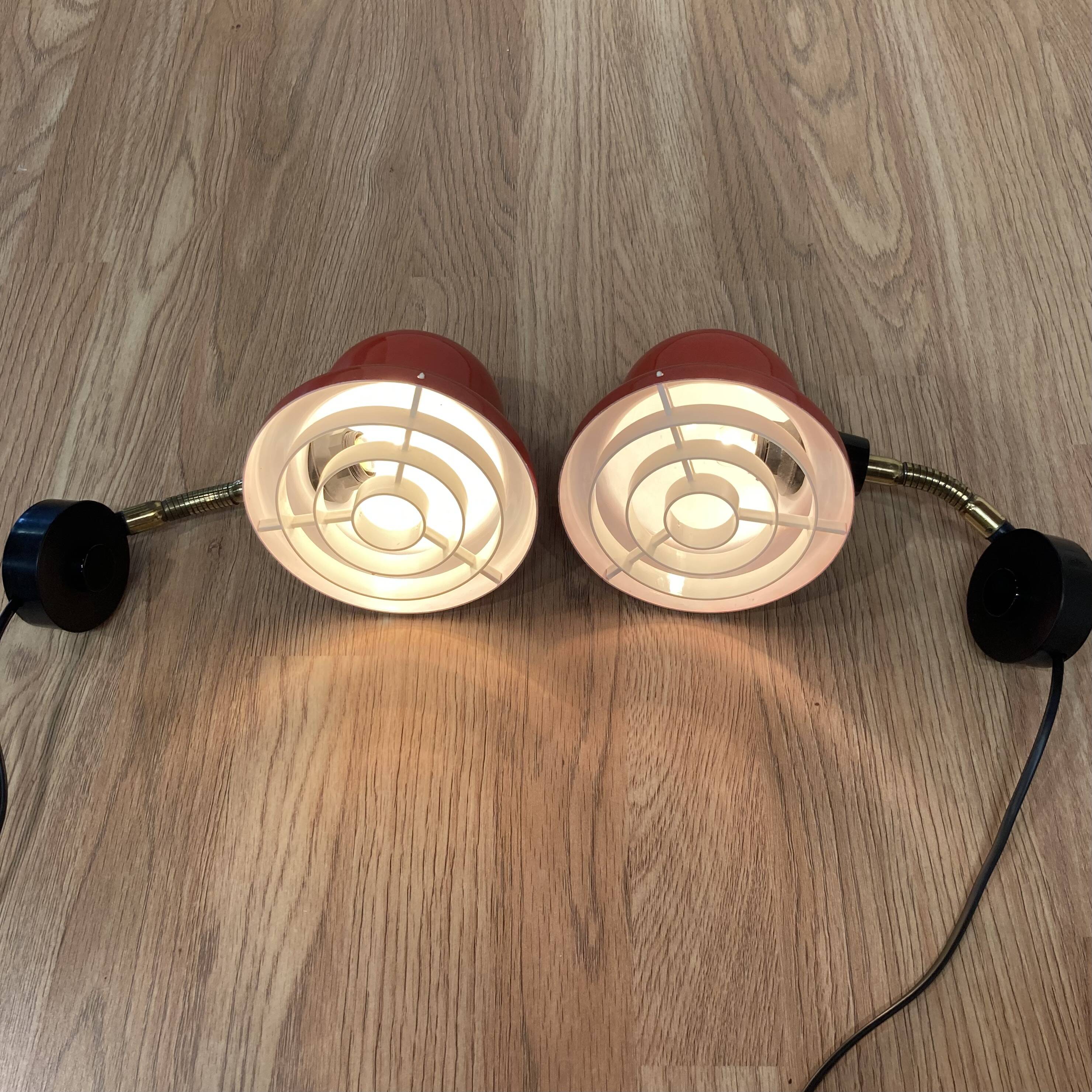 Pair of modular wall lights Scandinavian design 1950.