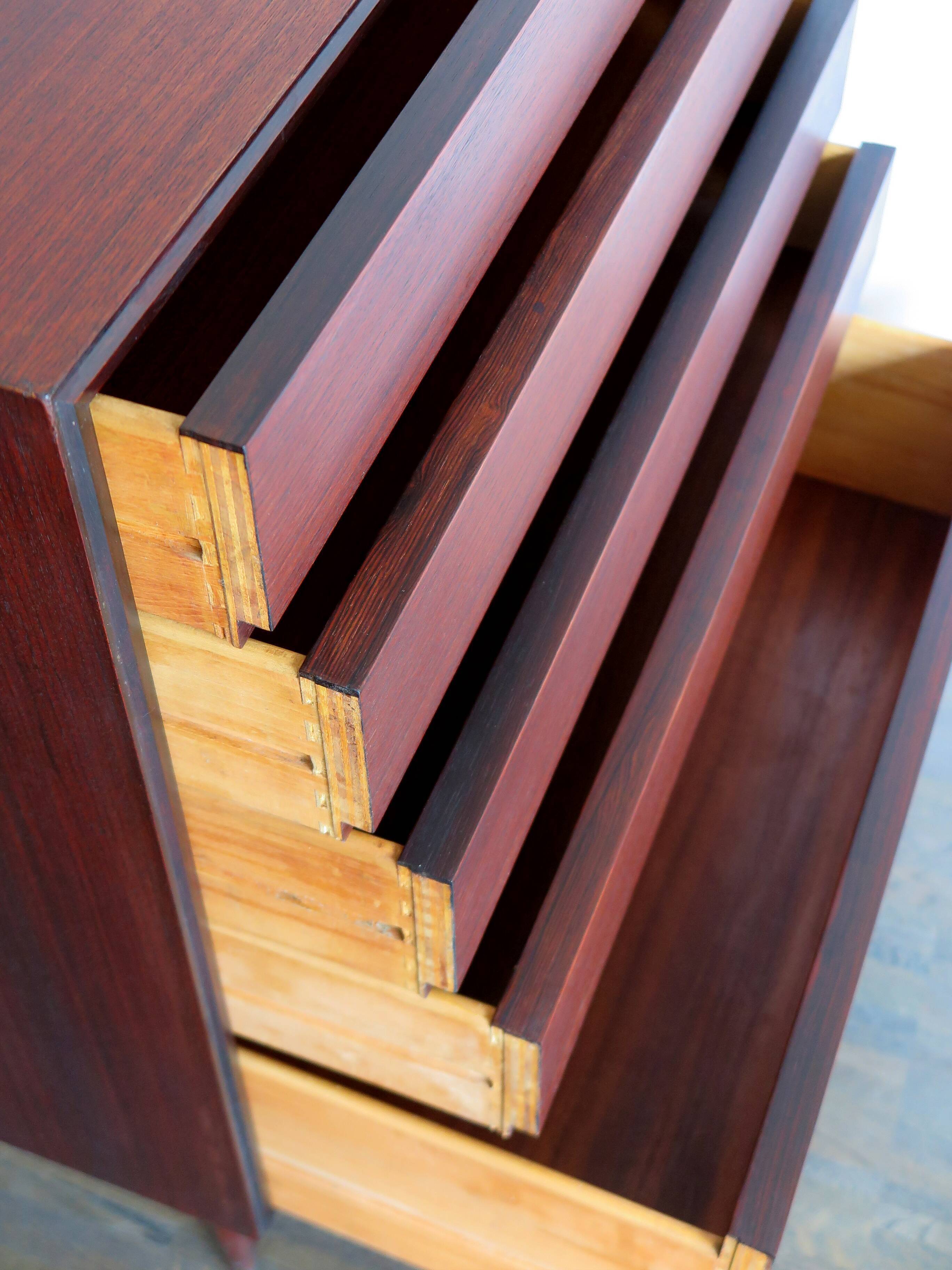 Scandinavian midcentury darkwood chest of drawers 1950s