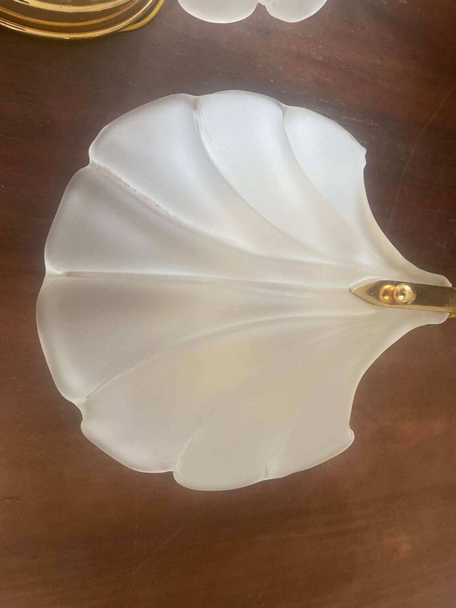 Pair of vintage polished glass shell sconces
