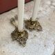 Pair of hand candlesticks / bronze candle holders