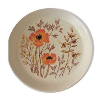 Assiette motof coquelicot Atelier d'Art Luneville aspect grès